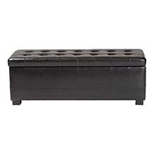 Full Leather Storage Bench Ottoman with Dimples