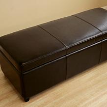 Full Leather Storage Bench Ottoman with Stitching