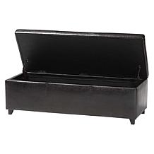 Full Leather Storage Bench Ottoman with Stitching