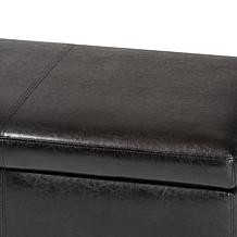 Full Leather Storage Bench Ottoman with Stitching
