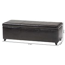 Full Leather Storage Bench Ottoman with Stitching