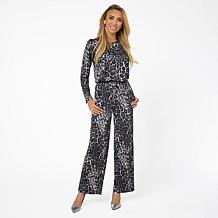 G by Giuliana 2-piece G-Knit Puff-Sleeve Top & Full-Leg Pant Set