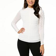 G by Giuliana Aria Mesh and EcoLuxe Mock Neck Top