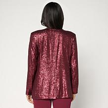 G by Giuliana Black Label Collarless Sequin Knit Cardigan