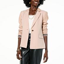 G by Giuliana Black Label Crepe & Faux Leather Blazer