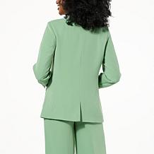 G by Giuliana Black Label Crepe Blazer with Faux Pearl Trim