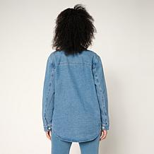 G by Giuliana Black Label Denim Shirt Jacket with Rhinestones