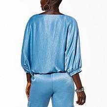 G by Giuliana Black Label Dolman-Sleeve Satin Top