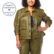 G by Giuliana Black Label Quilted Faux Leather Jacket