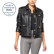 G by Giuliana Black Label Quilted Faux Leather Jacket