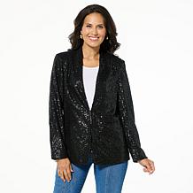 G by Giuliana Black Label Sequin Mesh Knit Blazer