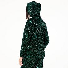 G by Giuliana Black Label Sequin Velour Knit Hoodie
