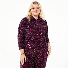 G by Giuliana Black Label Sequin Velour Knit Hoodie