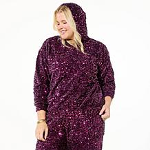 G by Giuliana Black Label Sequin Velour Knit Hoodie