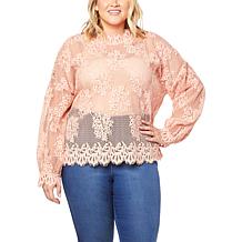 G by Giuliana Black Label Stretch Lace Blouson Top