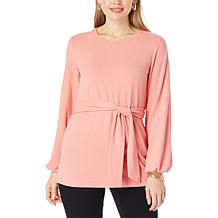 G by Giuliana Brushed Hacci Knit Tie-Front Tunic