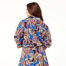 G by Giuliana Court to Resort Ruched-Sleeve Zipper Jacket