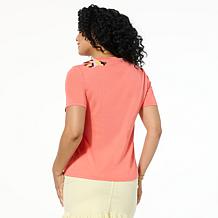 G by Giuliana Embellished Cotton-Blend Knit Tee