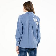 G by Giuliana Embellished Striped Blouse