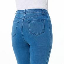 G by Giuliana G-Soft Denim Mini Flare-Leg Jean with Raw Edge Hem