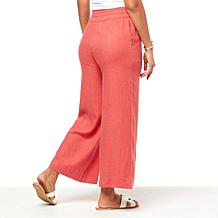 G by Giuliana Jet Set G Sugar Washed Linen-Blend Wide-Leg Pant