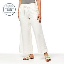 G by Giuliana Jet Set G Sugar Washed Linen-Blend Wide-Leg Pant