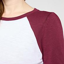 G by Giuliana Knit Colorblock Long-Sleeve Baseball Tee