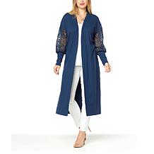 G by Giuliana Lace-Sleeve Duster Cardigan