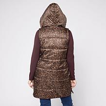 G by Giuliana Leopard-Printed Puffer Vest with Hood