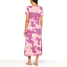 G by Giuliana LounGy French Terry Short-Sleeve Maxi Dress