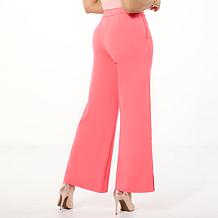 G by Giuliana Ponte Knit Pintucked Wide-Leg Trouser