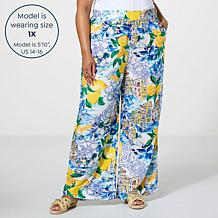 G by Giuliana Printed Challis Wide-Leg Pull-On Palazzo Pant
