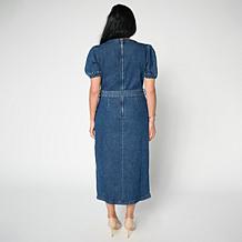 G by Giuliana Puff-Sleeve Denim Dress with Belt