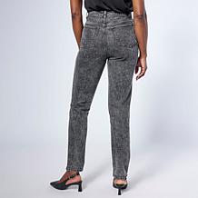 G by Giuliana Straight-Leg Denim Jean with Rhinestones
