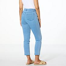 G by Giuliana Stretch Denim Straight-Leg Jean with Studs