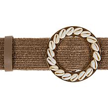 G by Giuliana Stretch Raffia Belt with Decorative Seashells