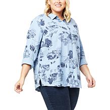 G by Giuliana Sun-Soaked Textured Gauze Buttoned Shirt