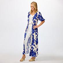 G by Giuliana Woven Embroidered Puff-Sleeve Midi Dress