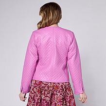 G by Giuliana Woven Quilted Leather Jacket