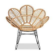 Garan Accent Chair with Metal Base and Rattan Seat