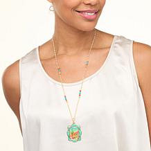 GemHues Bronze Gemstone Desert Cactus Landscape Pendant with Chain