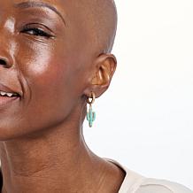 GemHues Composite Turquoise Cactus Design Drop Earrings