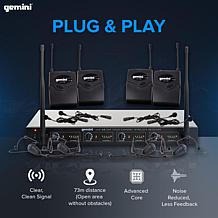 Gemini Sound UHF-04HL Quad Wireless UHF Headset/Lavalier System