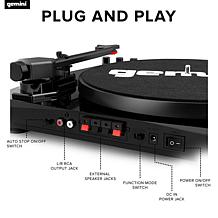 Gemini TT-900 Turntable System with Pair of Speakers - Black/Black