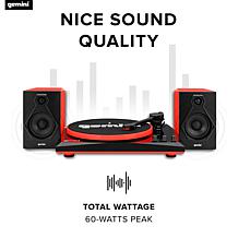 Gemini TT-900 Turntable System with Pair of Speakers - Black/Red
