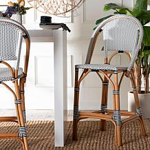 Genica Rattan Bar Stool with Woven Plastic Frame