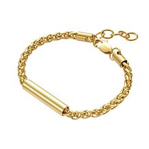 Geoffrey Beene Men's Stainless Steel Cylinder Bar Wheat Chain Bracelet