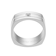 Geoffrey Beene Men's Stainless Steel CZ Euro Shank Ring