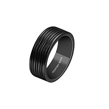 Geoffrey Beene Men's Stainless Steel Engraved Edge Band Ring