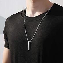 Geoffrey Beene Men's Stainless Steel Polished Vertical Bar Necklace